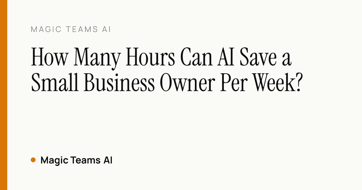 How Many Hours Can AI Save a Small Business Owner Per Week? — Magic Teams AI editorial cover