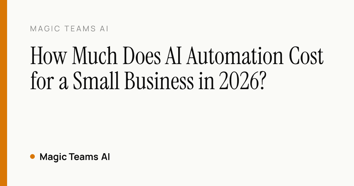 How Much Does AI Automation Cost for a Small Business in 2026? — Magic Teams AI editorial cover