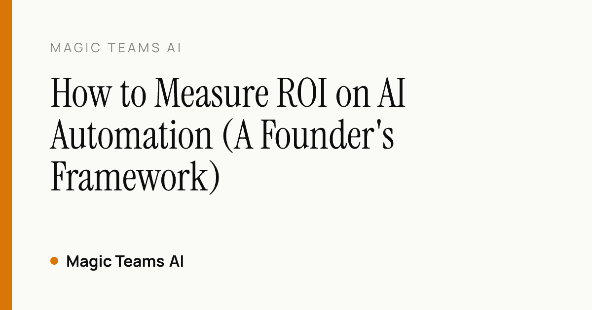 How to Measure ROI on AI Automation (A Founder's Framework) — Magic Teams AI editorial cover