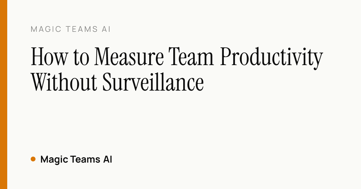 How to Measure Team Productivity Without Surveillance — Magic Teams AI editorial cover