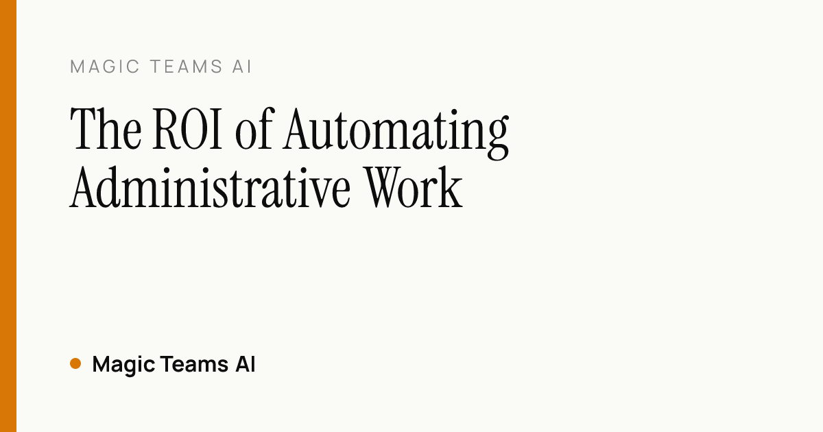 The ROI of Automating Administrative Work — Magic Teams AI editorial cover