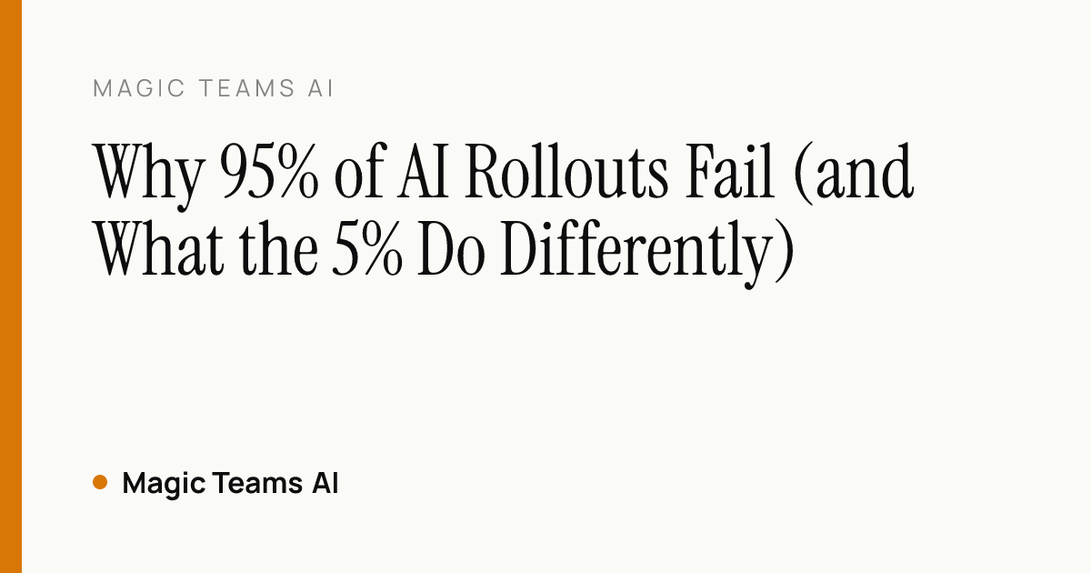 Why 95% of AI Rollouts Fail (and What the 5% Do Differently) — Magic Teams AI editorial cover
